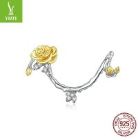 [COD] rhyme plated real gold rose vine beaded charm925 Valentines Day gift diy accessories BSC322