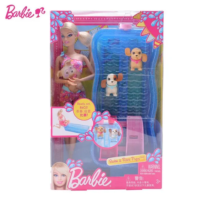 barbie swimming dog