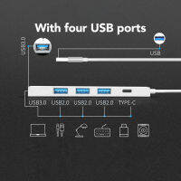 ตัวแยก USB อะลูมินัมอัลลอยฮับ USB USB3.0สีเงิน5V 2A สำหรับคีย์บอร์ดสำหรับไดรฟ์ USB แฟลช