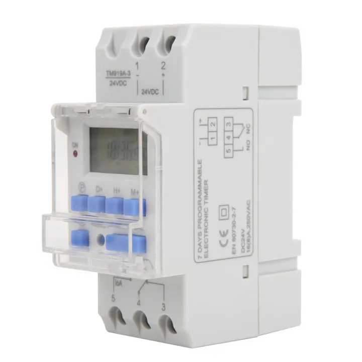 สวิตช์นาฬิกาดิจิตอล-lcd-7วันตั้งโปรแกรมได้-tm919a-3-24v-dc-16a