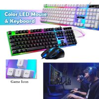 โปร++ ชุดเกมมิ่ง ชุดคีย์บอร์ดและเมาส์ คีบอร์ดเกมมิ่ง เมาส์เกมมิ่ง Keyboard+Mouse มีไฟ RGB สายรุ้ง 4 สี สำหรับคอมพิวเตอร์ ส่วนลด คีย์บอร์ด คีย์บอร์ดไร้สาย คีย์บอร์ดเกมมิ่ง อุปกรณ์คอม