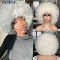 Short Hair Afro Kinky Curly Wigs With Bangs For Black Women Synthetic Wig African Natural Blonde Cosplay Glueless Blackpink Hand Tool Parts Accessorie