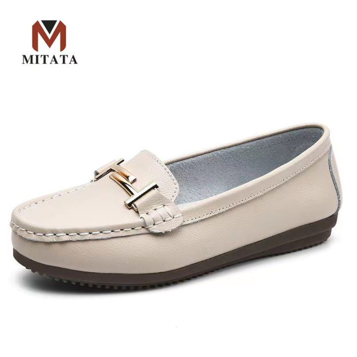 MITATA Leather Women Loafers Shoes | Lazada PH