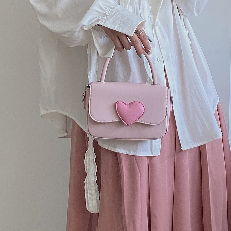 Amily Heart Shaped Evening Clutch Bag Purse Chain Messenger Shoulder Handbag Tote 