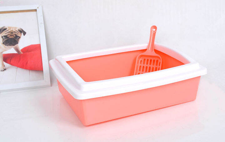 semi-closed-cat-litter-box-plastic-yellow-square-large-training-shorthair-cat-litter-sandbox-litiere-chat-pet-tray-mm60msp