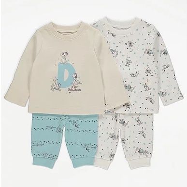 George Baby UK Disney 101 Dalmatians ชุดนอนแขนยาว 2 คู่ เสื้อผ้าเด็กทารก Baju ชุดนอนเด็ก Baju Budak br
