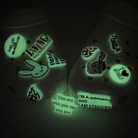 Cute Bunny Shoe Charms Pvc Glow In The Dark Croc Accessories Charms Pins, Clog Shoes Decoration Wristband celet Charms for s Kids Boys Girls Women