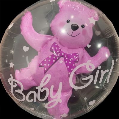 ♂⊙❖ Transparent Baby Girl Boy Bear Bubble Ball Birthday Party Pink Balloon Baby Shower Girl Gender Reveal Decorations Kids Supplies