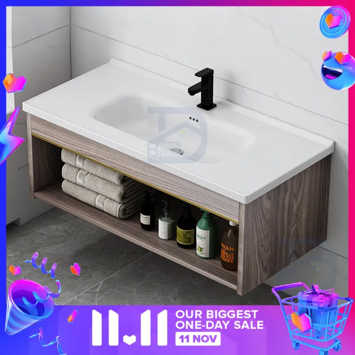 Solid Wood Bathroom Cabinet Combination Wall Mounted Washbasin Counter Basin Vanity Sink Order Note Color Lazada Ph Solid Wood Bathroom Cabinet Combination, 50 Inch Vanity Mirrorless