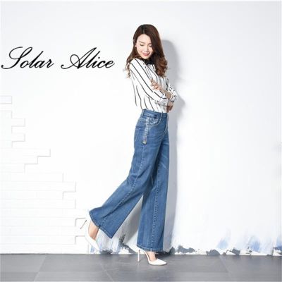 Free Shipping Promotion Plus Size Women Boot Cut Jeans Female High Waist Wide Leg Pants Ladys Flares Bell-bottom Trousers 26-40