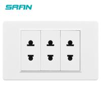 SRAN 2 holes universal socket pc flame retardant material panel 118x72mm 2/3gang wall electrical outlets 16A 110v-250v