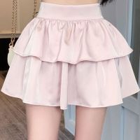 sweet solid color mini short skirt female korean high waist patchwork puffy skirts woman 2023 summer sexy ruffles tiered skirt