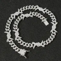 [COD] Ins European and new thorns Cuban chain male female clavicle hiphop zircon necklace hip-hop accessories