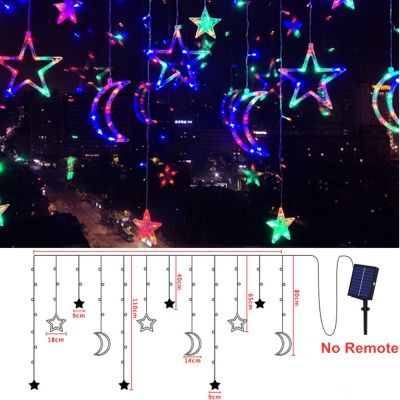 Solar Lamp Star Moon Fairy Curtain String Lights Christmas Garland For Bar Home Wedding Party Garden Patio Window Decor Remote