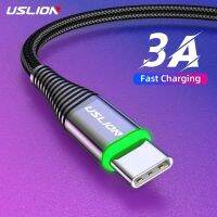 Hot USLION 0.5M1M2M LED 3A USB Type C สาย Fast Charge สำหรับ Samsung Galaxy Data USB-C Type-C สายชาร์จสายไฟ