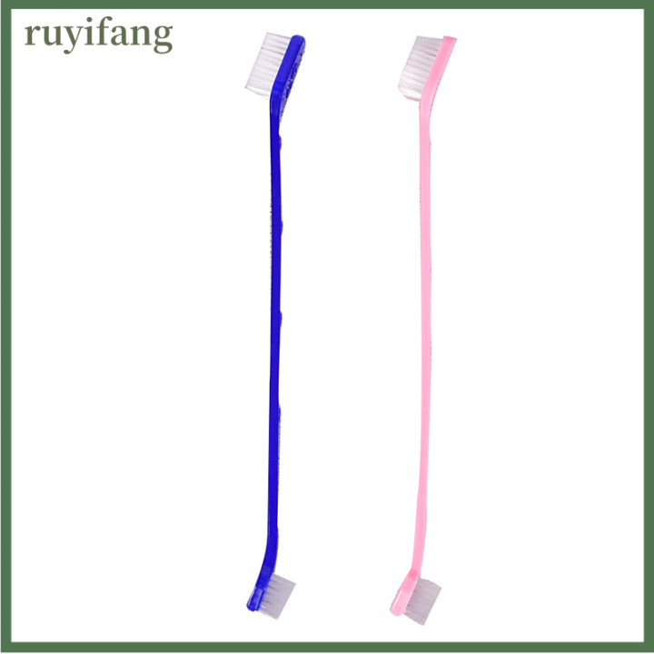 ruyifang-แปรงสีฟัน2ด้านสำหรับสุนัขแปรงสองด้านทันตกรรมสำหรับสัตว์เลี้ยงช่วยลดคราบจุลินทรีย์