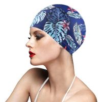 Women Men Adults Elastic Fabric Nylon Swimming Cap Swim Pool Water Sport Bathing Colorful Flowers Printed Solid Colors Caps Hat Swim Caps