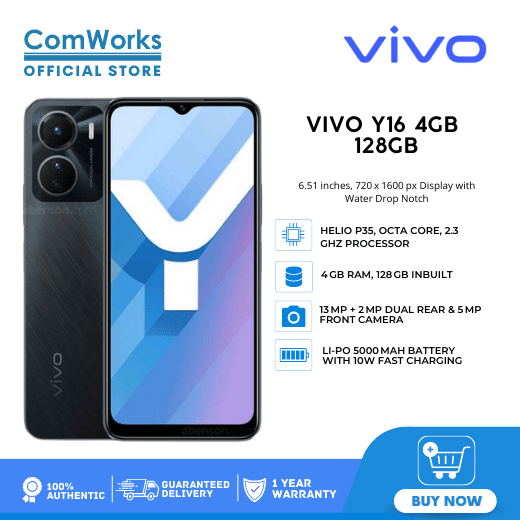 Comworks Vivo Y16 4gb 64gb 128gb 651 Inches Lazada Ph