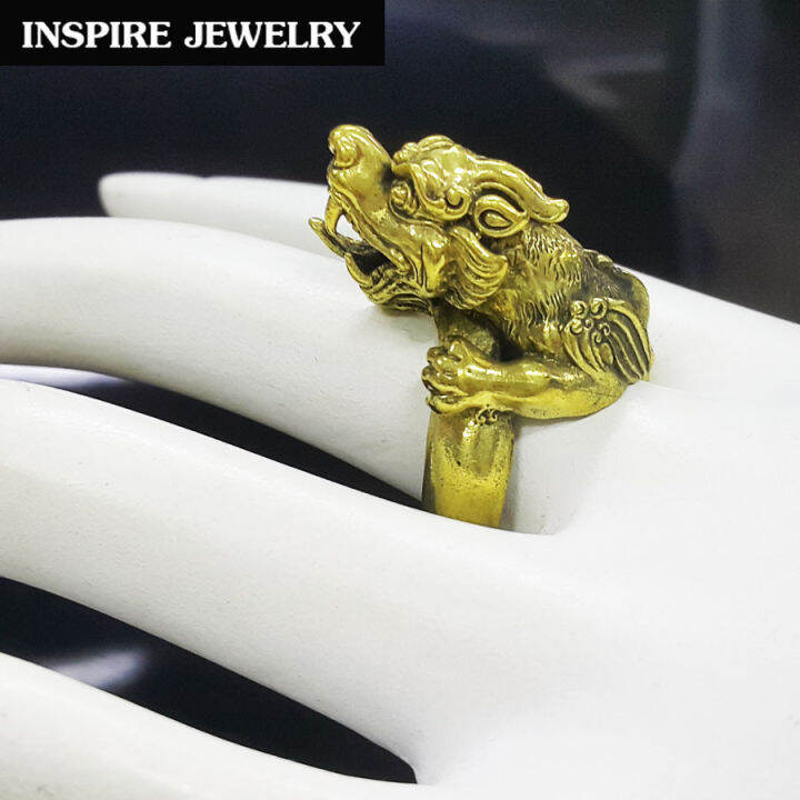 inspire-jewelry-แหวนปี่เซี้ยะ-หล่อจากทองเหลืองนอกทั้งวง-สรีระสวยงามมาก-แหวนมงคลดูดทรัพย์