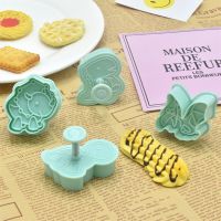 4Pcs Dinosaur Biscuit Embosser Stamp Mold Cartoon Animal Pattern Cookie Cutter Dessert Baking Mold Fondant Cake Decorating Tools Bread Cake  Cookie Ac