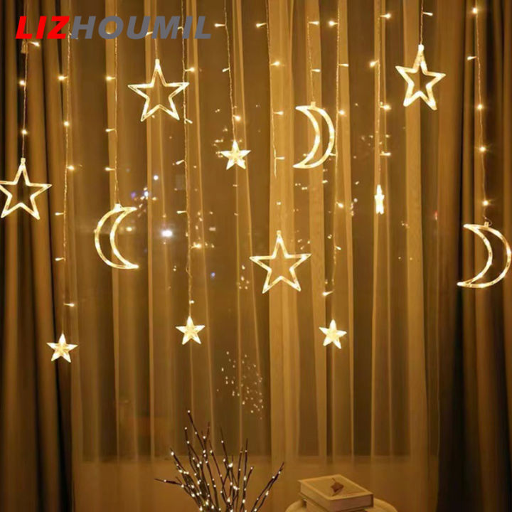 lizhoumil-led-string-lights-8-flashing-modes-ip44-waterproof-stars-moon-christmas-decorative-lights-curtain-lamp