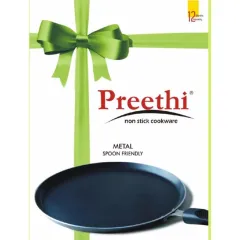 Premier Supreme Non-Stick Chapati Rimmed Tawa Pan, Black/Red, 24 cm