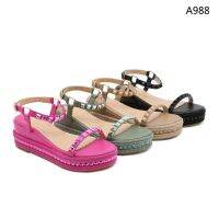 ~ Restok อีกครั้ง .. A988 รองเท้าแตะ Espadrille Wedge A988