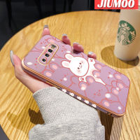 JIUMOO S10ปลอกสำหรับ Samsung บวก S9บวกเคสการ์ตูนกระต่ายมีความสุขใหม่กรอบสี่เหลี่ยมชุบพื้นผิวเคสนิ่มซิลิกาเจลกันกระแทกเคสมือถือรวมทุกฝาครอบป้องกันเลนส์กล้องถ่ายรูป