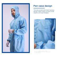 Cleanroom Suit ESD Jumpsuit PPE Clothing Coverall Washable Antistatic Working Overall Baju Bengkel Kerja Workshop Clothes Chemical Suit Lab Suit laboratory Hooded Isolation Work Wear Blue Pink White Reusable