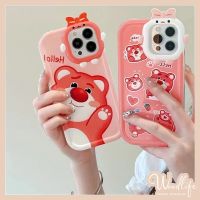 เคสที่น่ารัก Redmi 9 9T 10 A1 + 10A 9C 9A NFC 10C Note 10 11 10S 11Pro + 8 9 11S 10Pro POCO X3 Pro NFC M3 Mi 11 Lite การ์ตูนหมีสตรอเบอร์รี่ Lotso 3D โบว์เคสนิ่มสำหรับเลนส์สัตว์ประหลาด