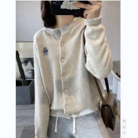 Fast Shipping Gifts French Embroidery Knitted Cardigan Female Spring And Autumn New Single-Row Round Neck Sweater Jacket