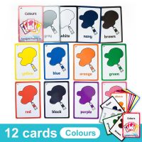 12Pcs Color Children Learning English Flash Card Cognitive Cards Montessori Educational Toys for Kids Baby Smart Reading Pen