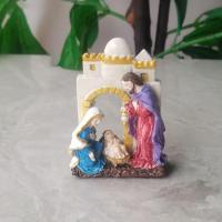 Resin Nativity Ornament Mini Nativity Scene Figurine Jesus Statue Home Decor Products for Living Room Display Case Balcony Bedroom Study Room Porch stylish