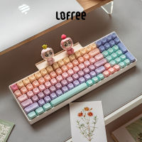 Lofree Keyboard คีย์บอร์ดปราศจากมาร์ชเมลโล่สีรุ้งระบบสัมผัสแรกแป้นพิมพ์บลูทูธ Xiao Qiao 100คีย์3โหมดสวิตช์สีแดงคีย์บอร์ดแบบกลไกไร้สาย