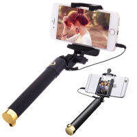 Mini Selfie Stick พร้อมกระจกแบบพกพา Monopod Self-Pole Handheld Wired Selfie Stick สำหรับ สำหรับสมาร์ทโฟน