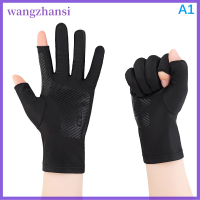 wangzhansi ถุงมือตกปลาทำจากไหมน้ำแข็งกันลื่นถุงมือกันแดดแห้งเร็วระบายอากาศได้ดี