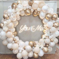 132pcs Sand White Balloons Garland Kit Metal Latex Globos for Christmas Baby Shower Birthday Party Wedding Decoration Supplies