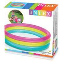 Intex สระน้ำเป่าลม สายรุ้ง ทรงกลม 3 ชั้น ขนาดเล็ก 86*25 ซม. มีกันลื่น 57104