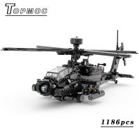 เฮลิคอปเตอร์โจมตีทหารอเมริกัน AH-64E ผู้พิทักษ์ Apache 1:40แบบจำลองย่อขนาด DIY MOC ชุดแสดงบล็อกตัวต่อของขวัญของเล่นเด็ก