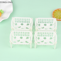 ?ZONGLONG? บ้านตุ๊กตาจิ๋ว2ชิ้นชั้นวางของหลายชั้นแบบ DIY ชั้นเก็บของชั้นวางแบบเอียงโมเดลของเล่นตกแต่ง