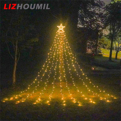 LIZHOUMIL 350led Christmas Waterfall Lights 11ft 8 Modes Holiday Party Lamps For Outdoor Yard Decks Balconies Decor