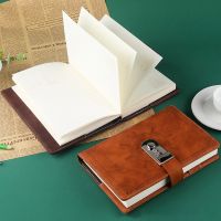+【； 270 Pages B6 Password Notebook With Lock Diary Thickened Retro Creative PU Leather Cover Notepad Book Stationery Family Gifts