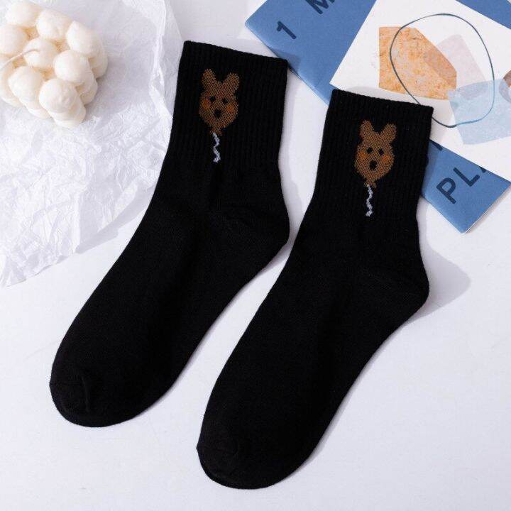 college-style-women-cotton-socks-fashion-cartoon-planet-fruit-middle-tube-girl-socks