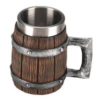 Beer Mug 600ml Wooden Beer Tankard Cup for Men Coffee Cool Mug Whiskey Barrel Cup Antique Mens Barrel for Party Decoration Norse Decor cool