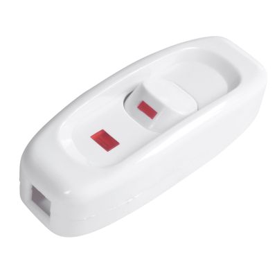 Compact White Plastic In-line Cord Light Lamp Switch