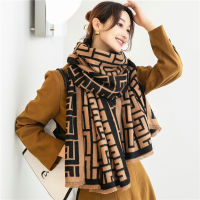 Winter Scarf Women Cashmere Wraps 2021 Luxury Brand Striped Print Pashmina Shawls Warm Blanket for Lady Thick Bufanda