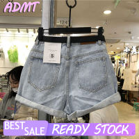 กางเกงขาสั้น ADMT สำหรับผู้หญิง Celana Pendek Denim เอวสูงขากว้างกางเกงทรงเอฉบับภาษาเกาหลี