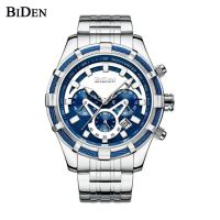 ✘✹ BIDEN นาฬิกาผู้ชายนาฬิกาควอตซ์อะนาล็อกสายเหล็กนาฬิกาข้อมือ Chronograph ปฏิทินนาฬิกาสำหรับชายนาฬิกาของขวัญ relogio masculino hombre