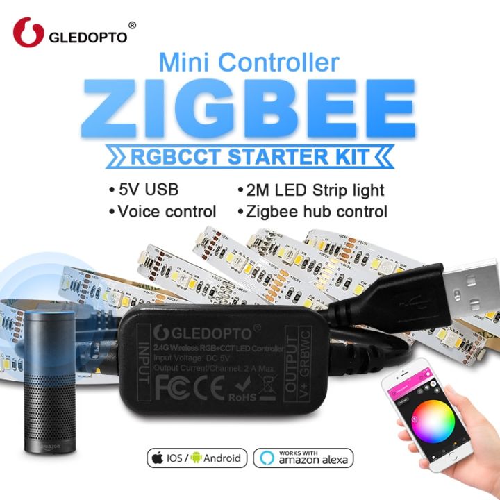 yinggledopto-ตัวควบคุม-zigbee-มินิแอลอีดีสมาร์ตทีวีชุดไฟแบบสาย5v-usb-rgbct-คอมพิวเตอร์ไฟ-led-strip-light-ทำงานร่วมกับ-zigbee-ฮับ-echo