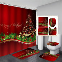 Santa Claus y Girl Shower Curtain Set Non-slip Bathroom Mat Rug Car Waterproof Toilet Partition Christmas Festival Decor.